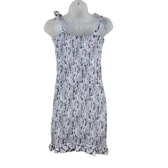 NEW Express Stretch Shirred Shirt Dress size Large Snake Print Mini sundress - Picture 7 of 9